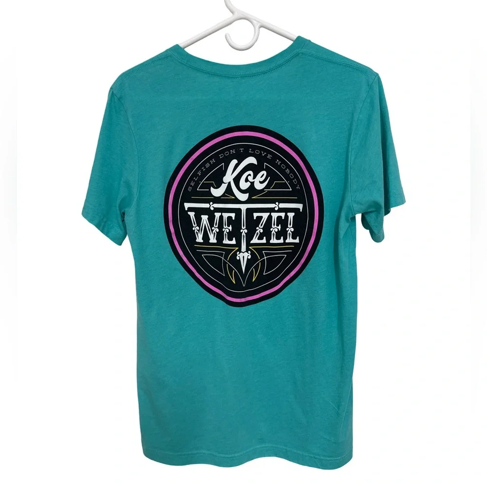 Koe Wetzel Graphic Concert T-Shirt Medium Teal - Picture 2 of 8